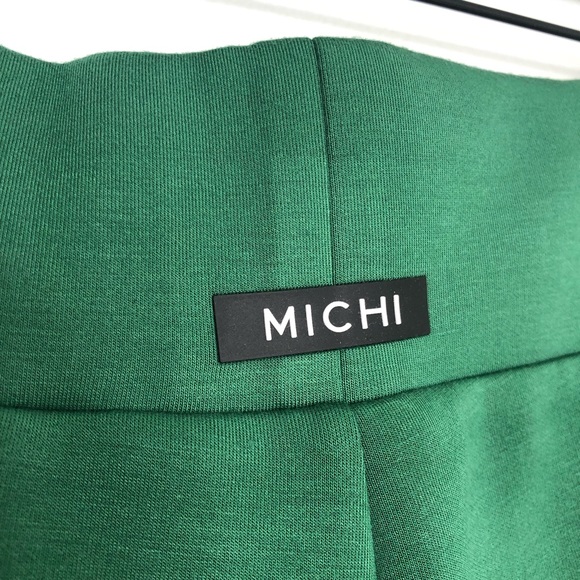 Michi Carve Flare Pant High Waist Color Block Scuba Stripe Pine Green Black - Picture 8 of 15